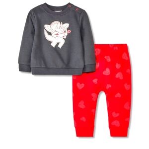 Cat & Jack Dino graphic top and bottom set dark gray/white/red size 6-9 months